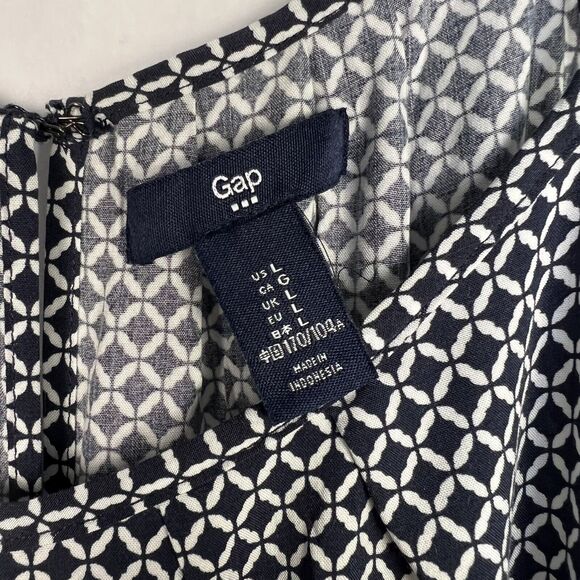 Gap Geo Print Romper Womens L Blue Drop Waist Sleeveless Lounge Flowy Jumpsuit - Picture 9 of 14